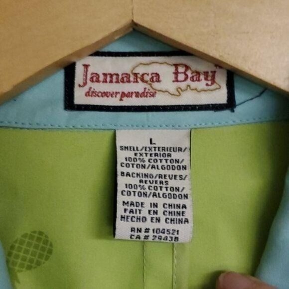 Jamaica Bay Lined Vented Pineapple Graphic Long Sleeve Sz L Jacket with Pockets - Picture 5 of 12